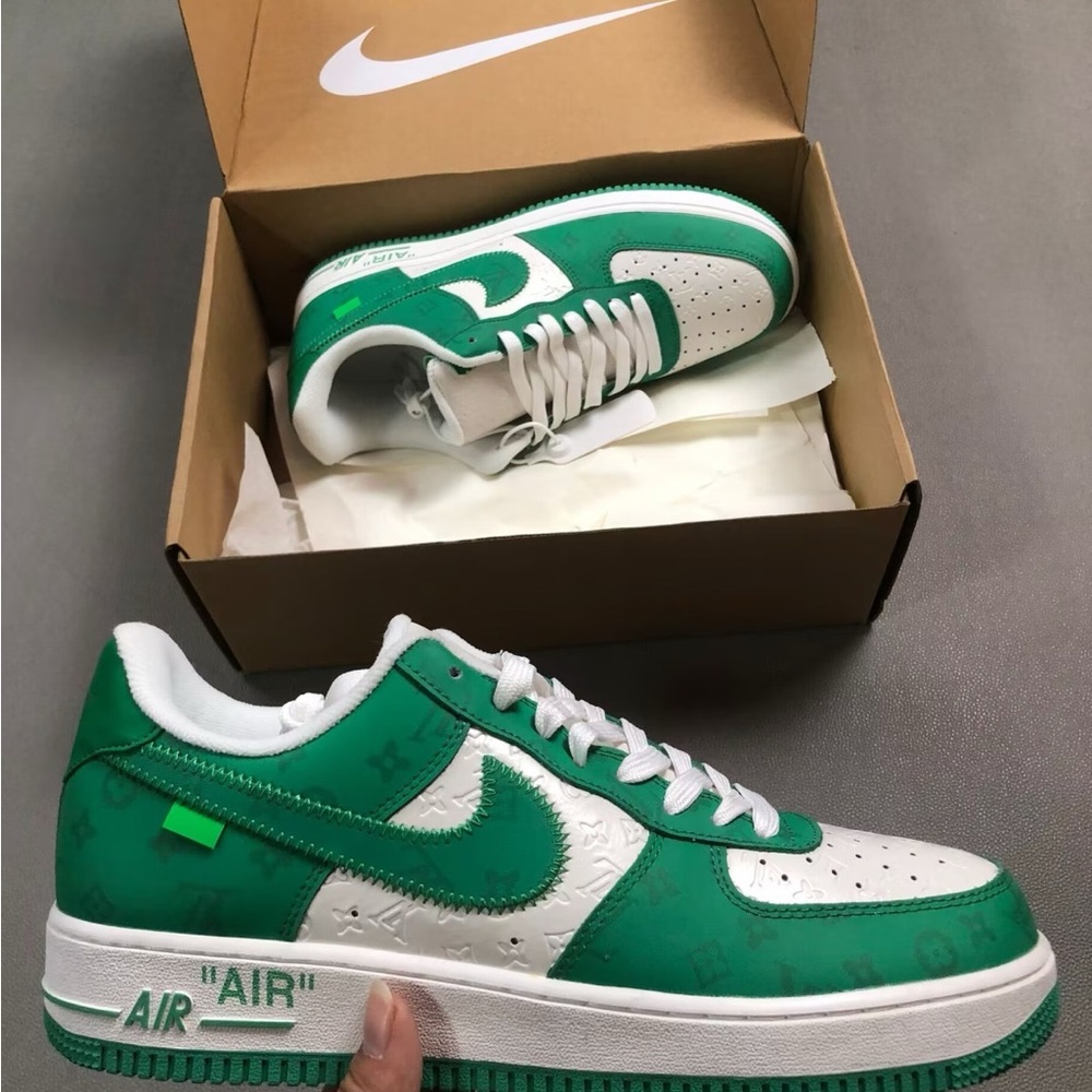 Green and White Air Sneakers